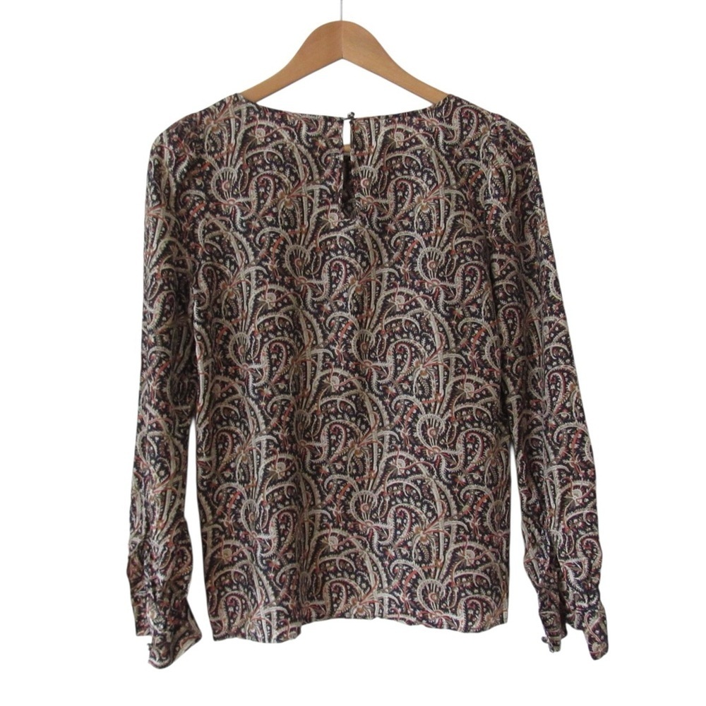 J Crew Talitha Silk Blouse 2 Paisley Floral Print Popover Keyhole Back Classic - Picture 2 of 8